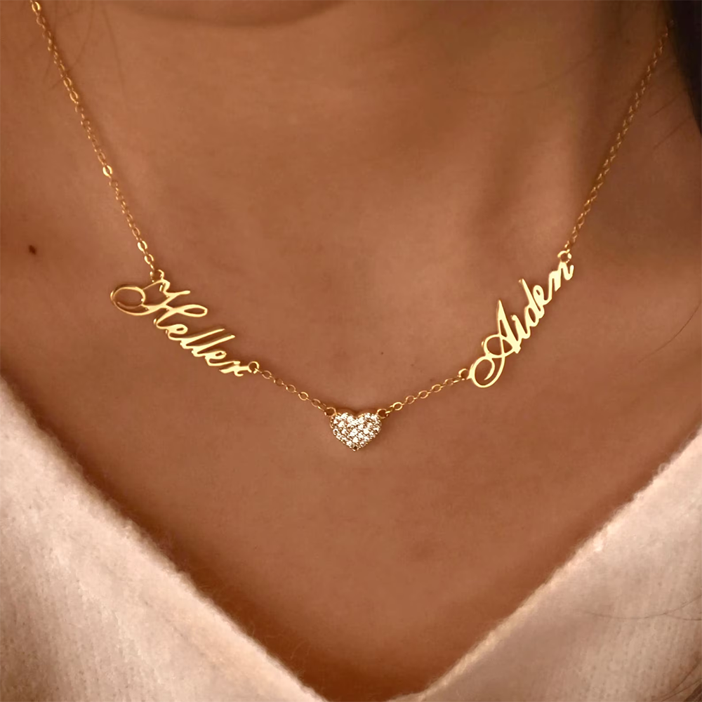 Name Necklace Custom - Custom Two Name Necklace For Women
