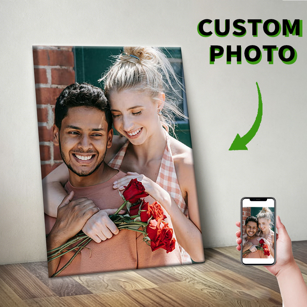 Engraved Wood Frame - 1 Pc Customized Photos on Canvas