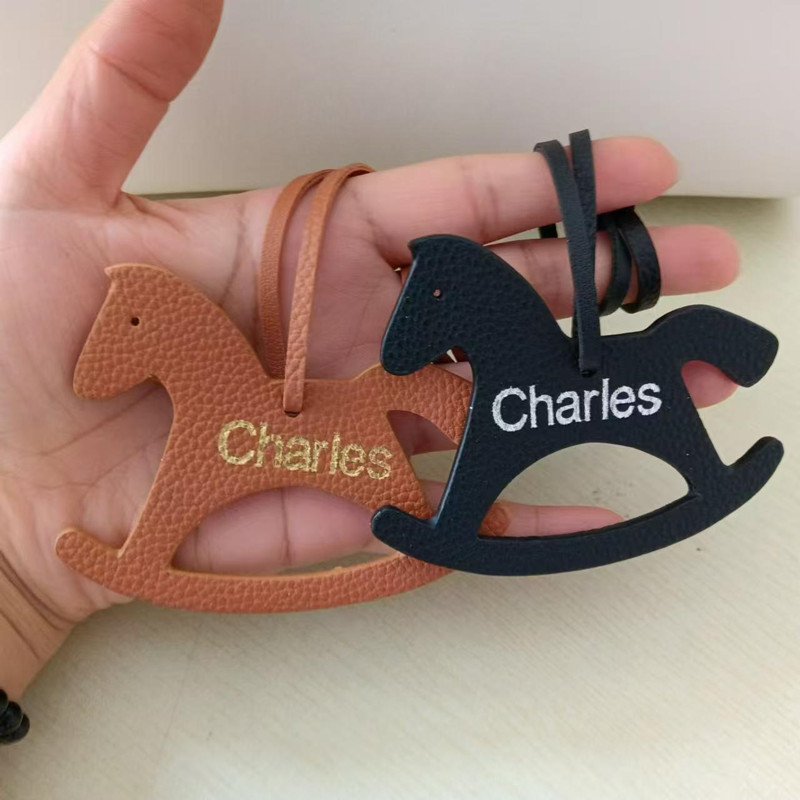 Monogram Keychain Leather - Custom Initial Fashion Horse Bag Parts