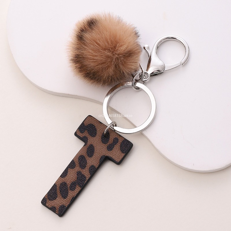 Fashion Leopard English Alphab - Monogram Keychain Leather review and price