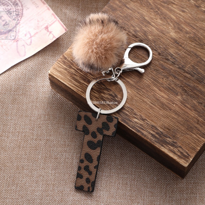 Fashion Leopard English Alphab - Monogram Keychain Leather review and price