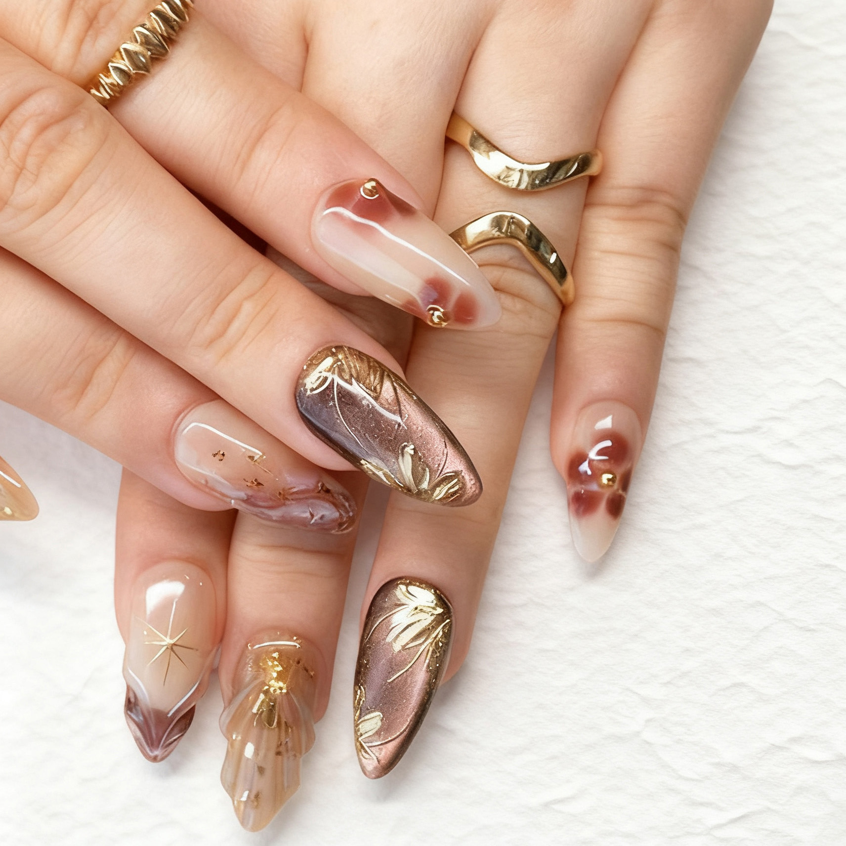 24pcs Flower False Nails Brown - Pressed Flower Art review and price