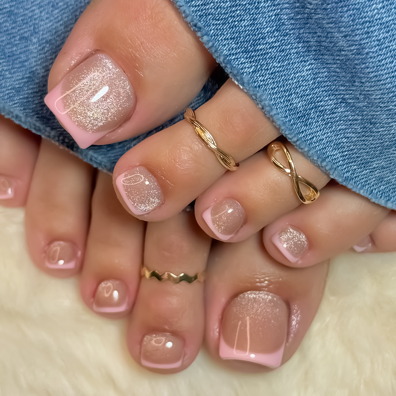 Nude Pink Color Fake Toenails  - Pressed Flower Art review and price