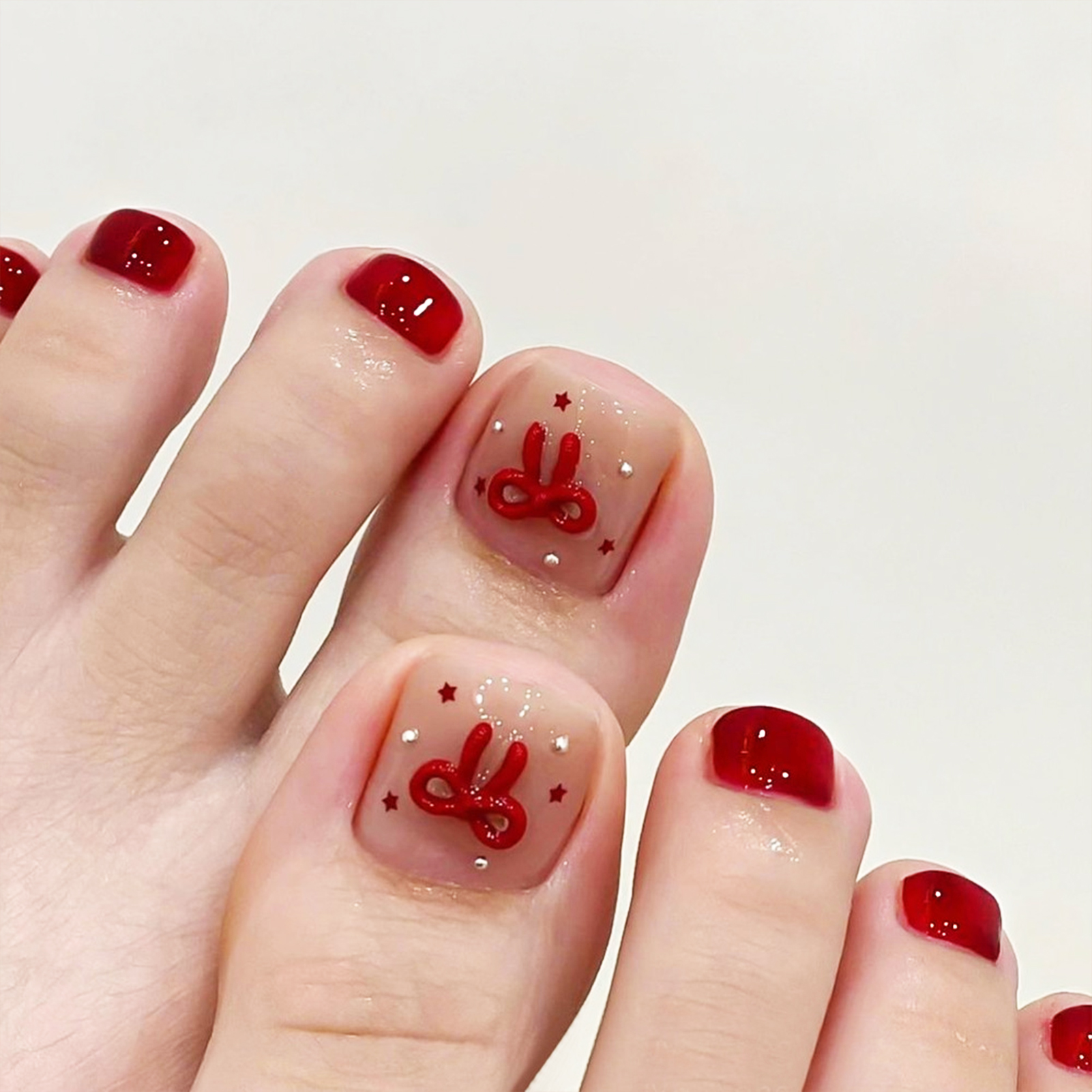 Nude Pink Color Fake Toenails  - Pressed Flower Art review and price