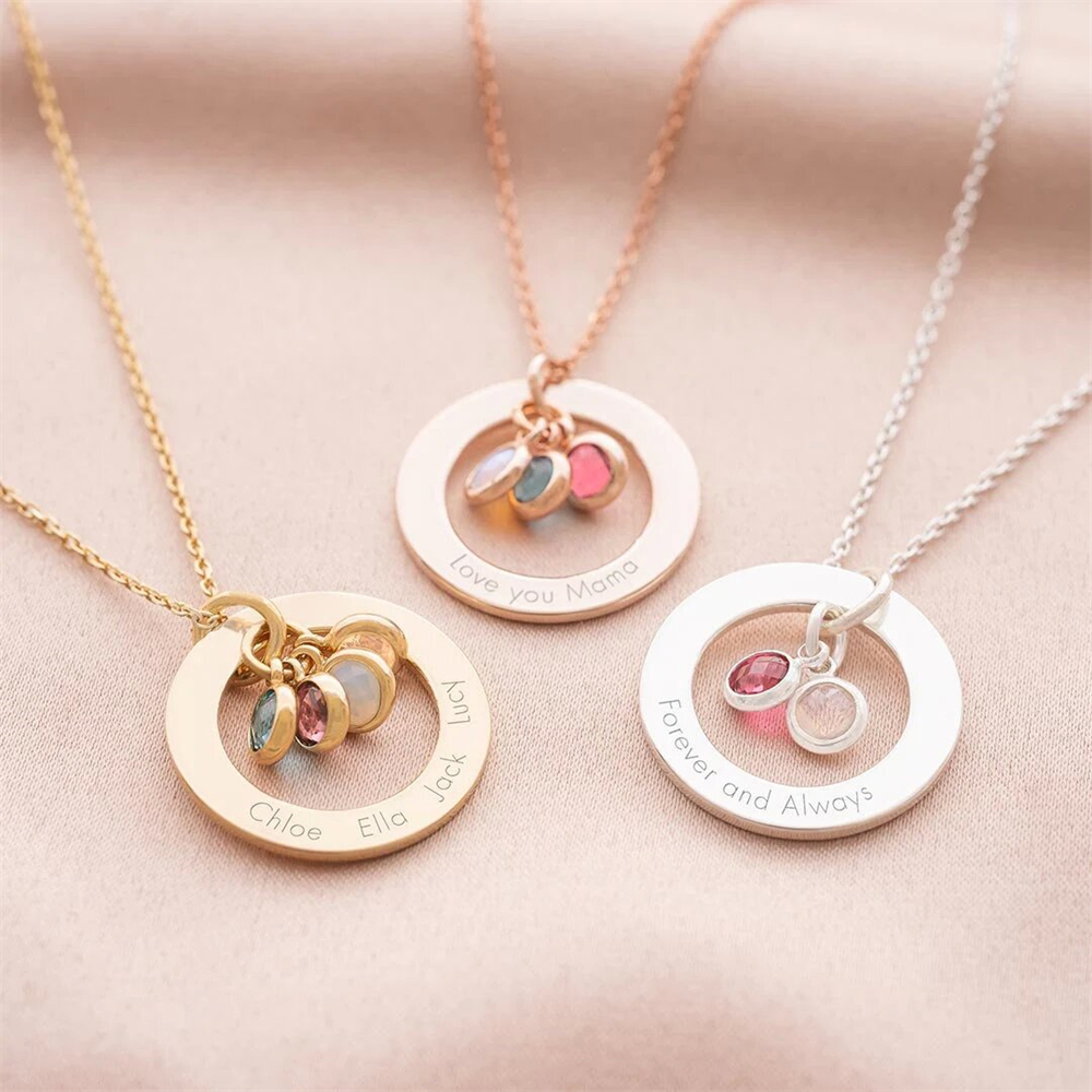 Custom Birthstone Eternal Ring - Birth Flower Necklace review and price