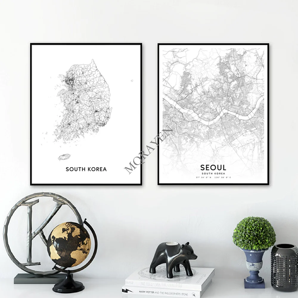 South Korea Map Black and Whit - Custom Star Map review and price