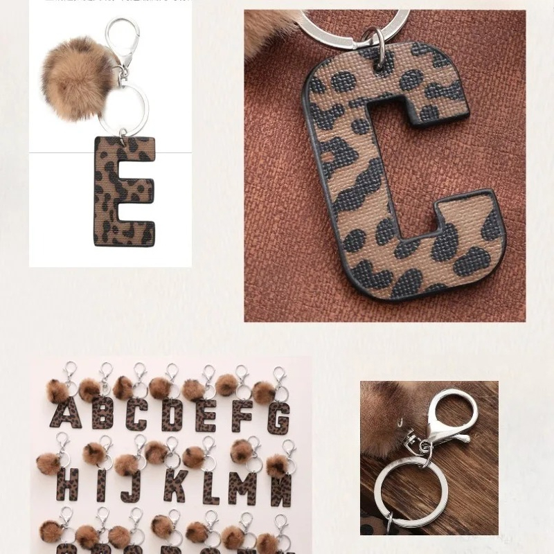 A-M Fashion Leopard Alphabet A - Monogram Keychain Leather review and price
