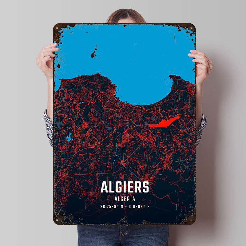 Algiers City Map Metal Poster  - Custom Map Poster review and price