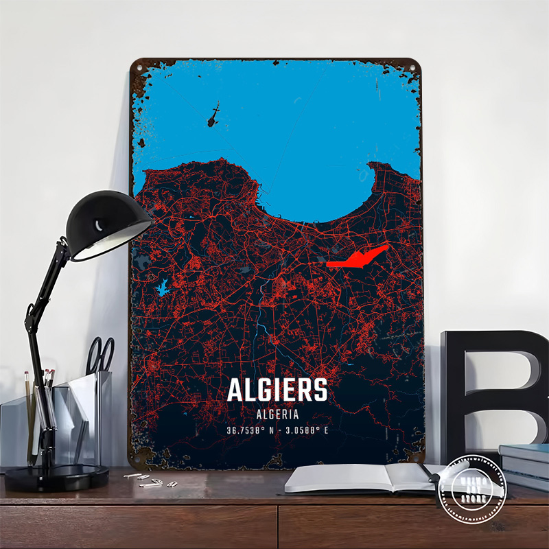 Algiers City Map Metal Poster  - Custom Map Poster review and price