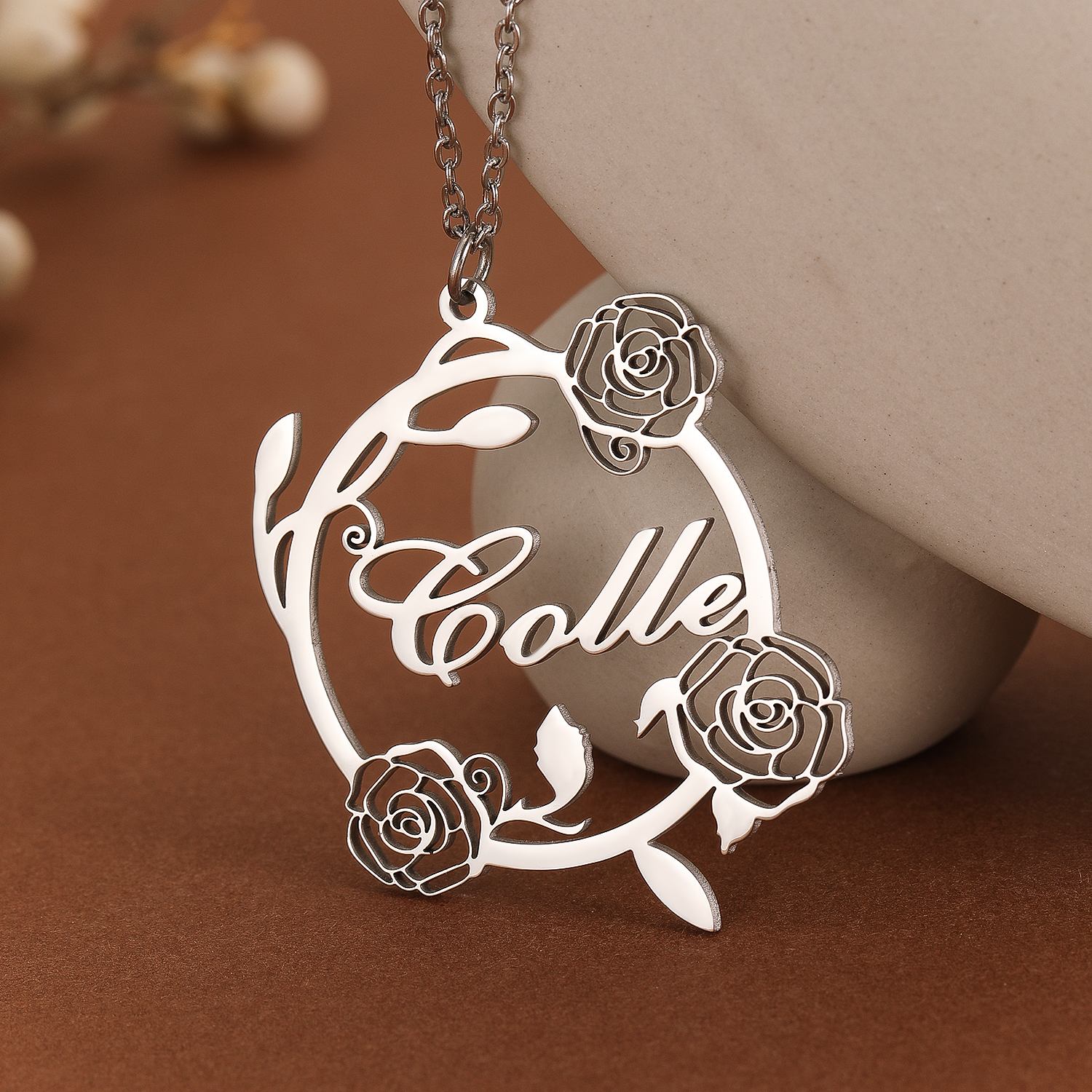 1pc Custom Rose Flower Name Ne - Name Necklace Custom review and price