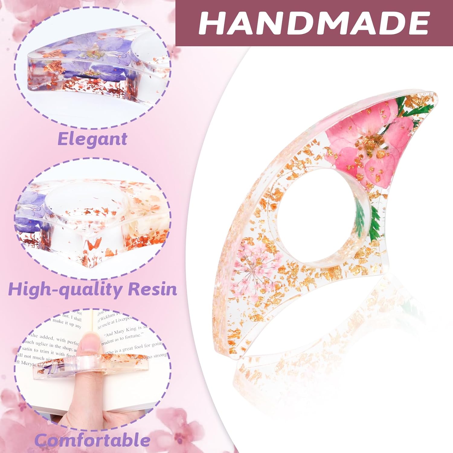 2PCS Thumb Book Page Holder, H - Dried Flower Bookmark review and price