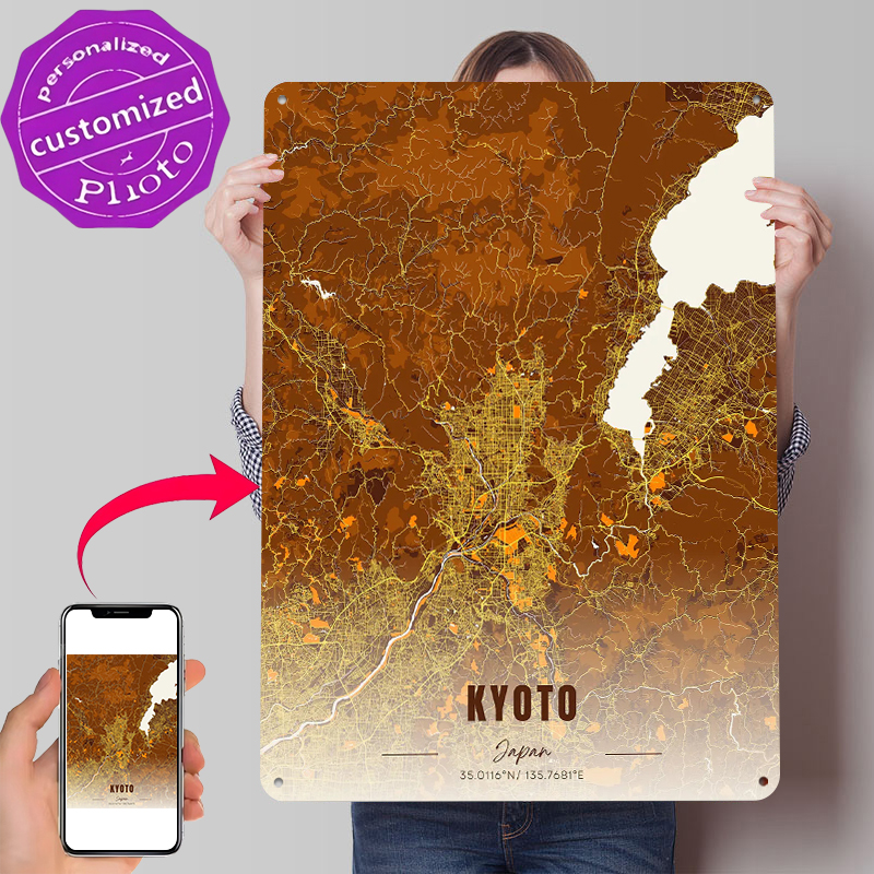 Kyoto Japan Map Art Metal Post - Custom Map Poster review and price