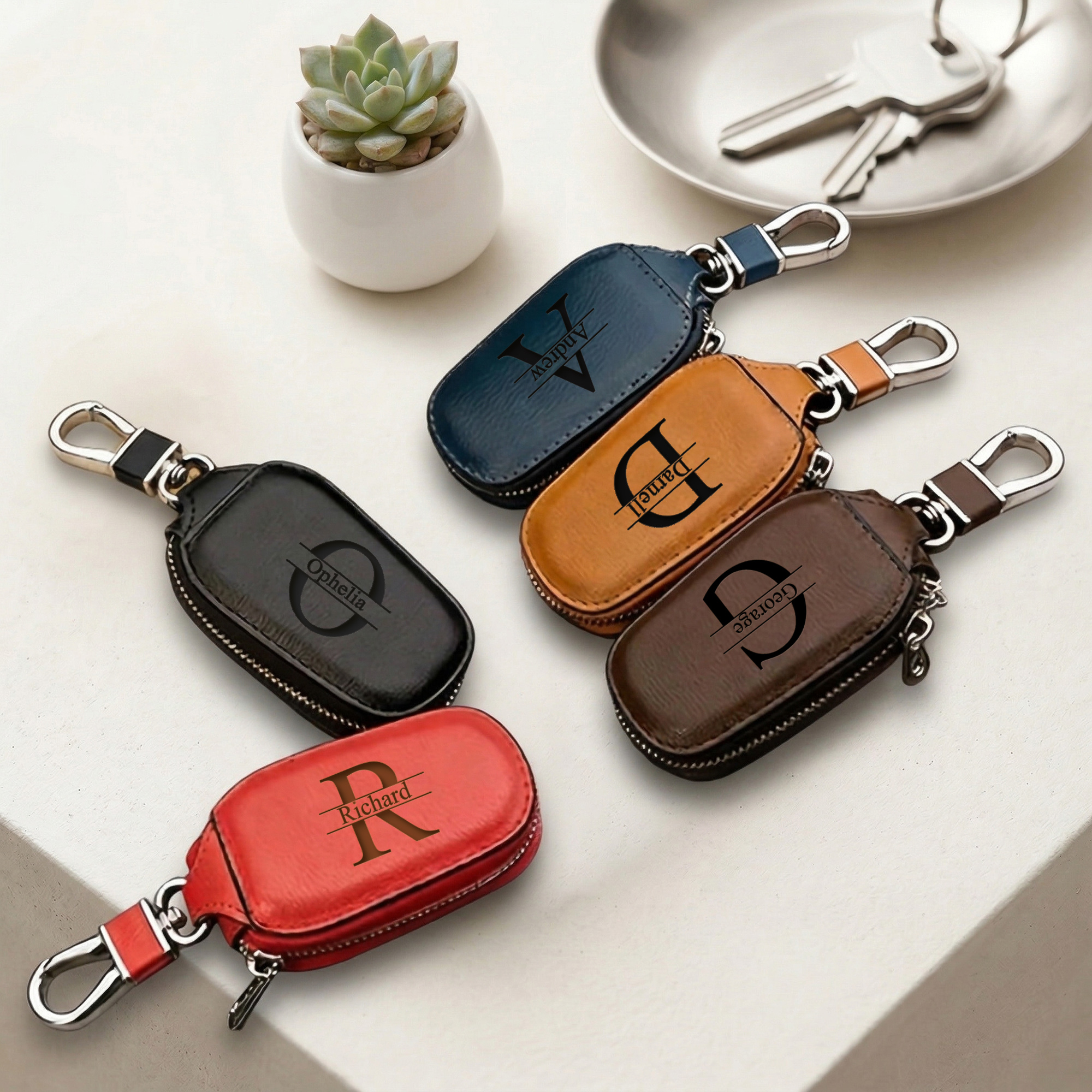 Personalized Custom Zipper Key - Monogram Keychain Leather review and price