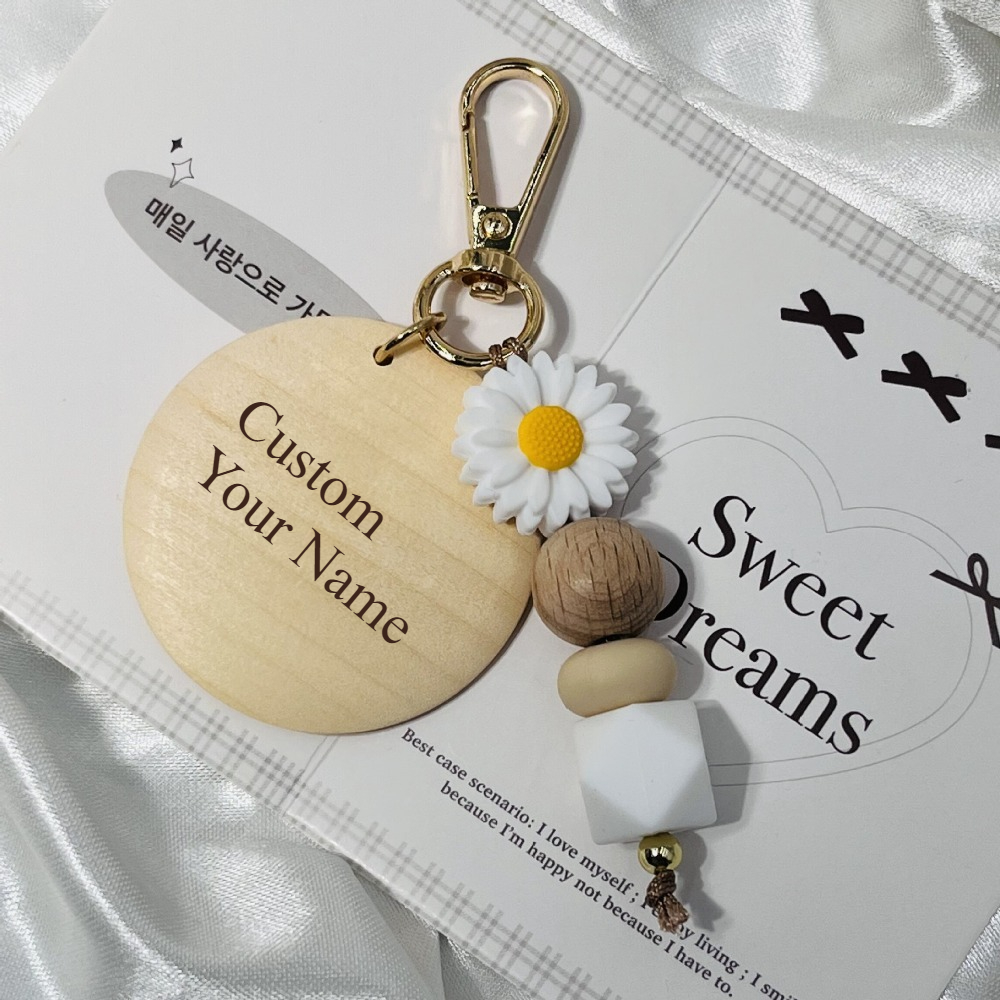 Creative Bamboo Pendant Keycha - Initial Ring Custom review and price