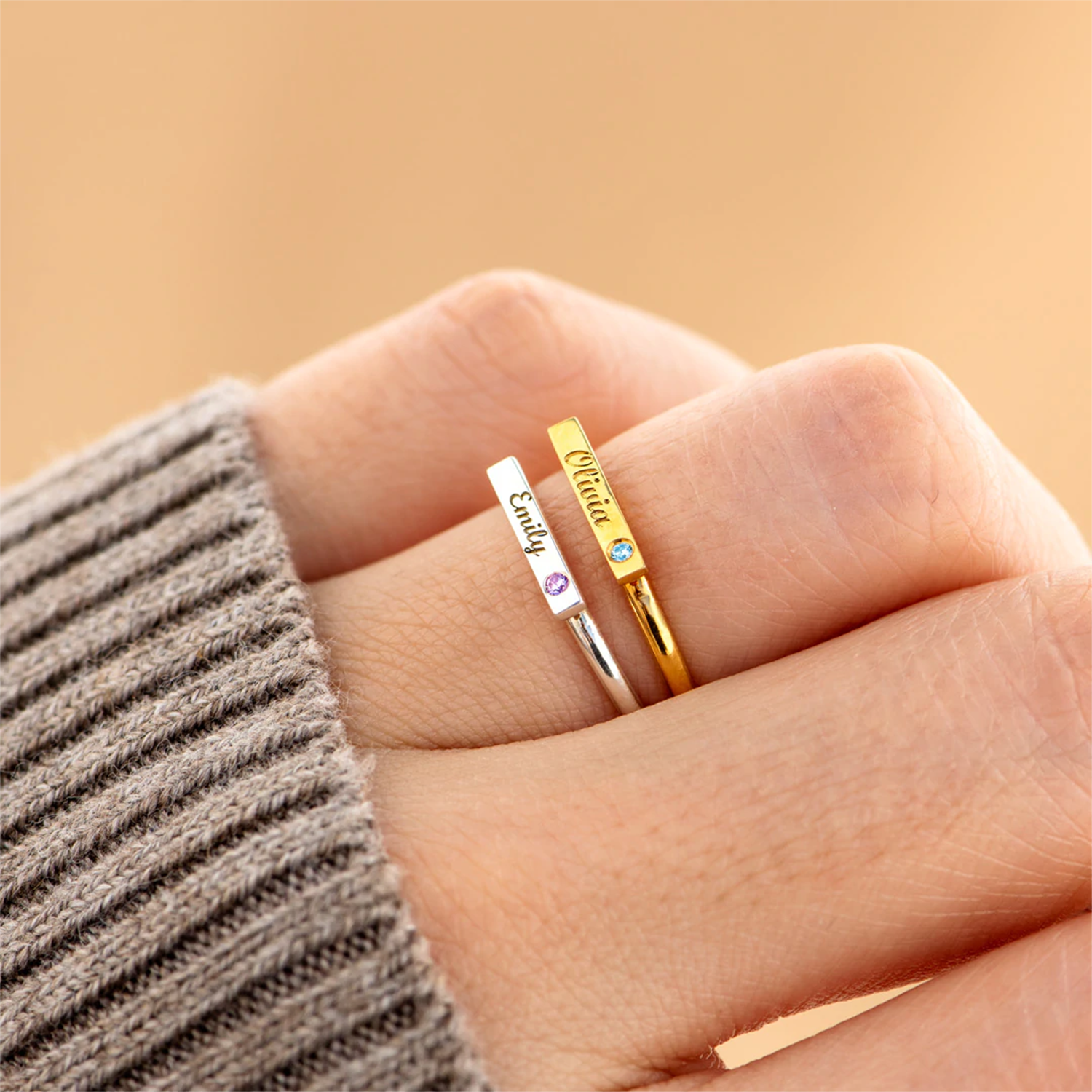 PERSONALIZED ENGRAVED MINIMALI - Initial Ring Custom review and price