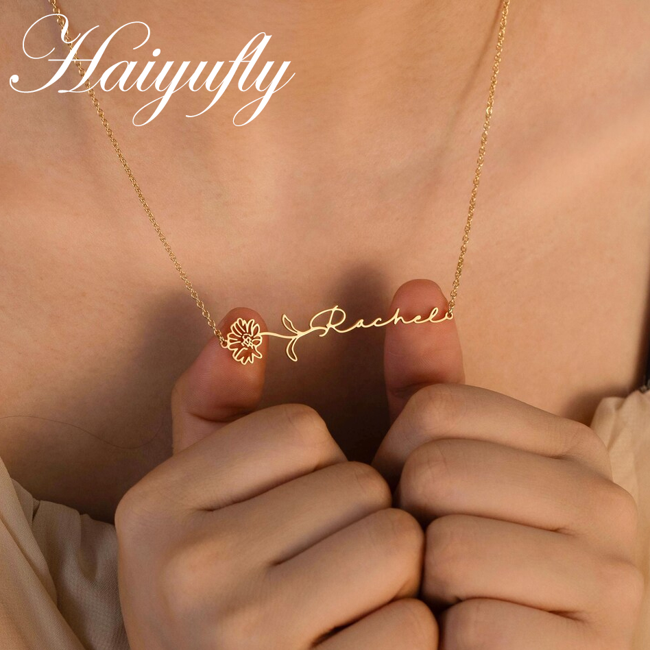Haiyufly Custom Name Necklace  - Birth Flower Necklace review and price