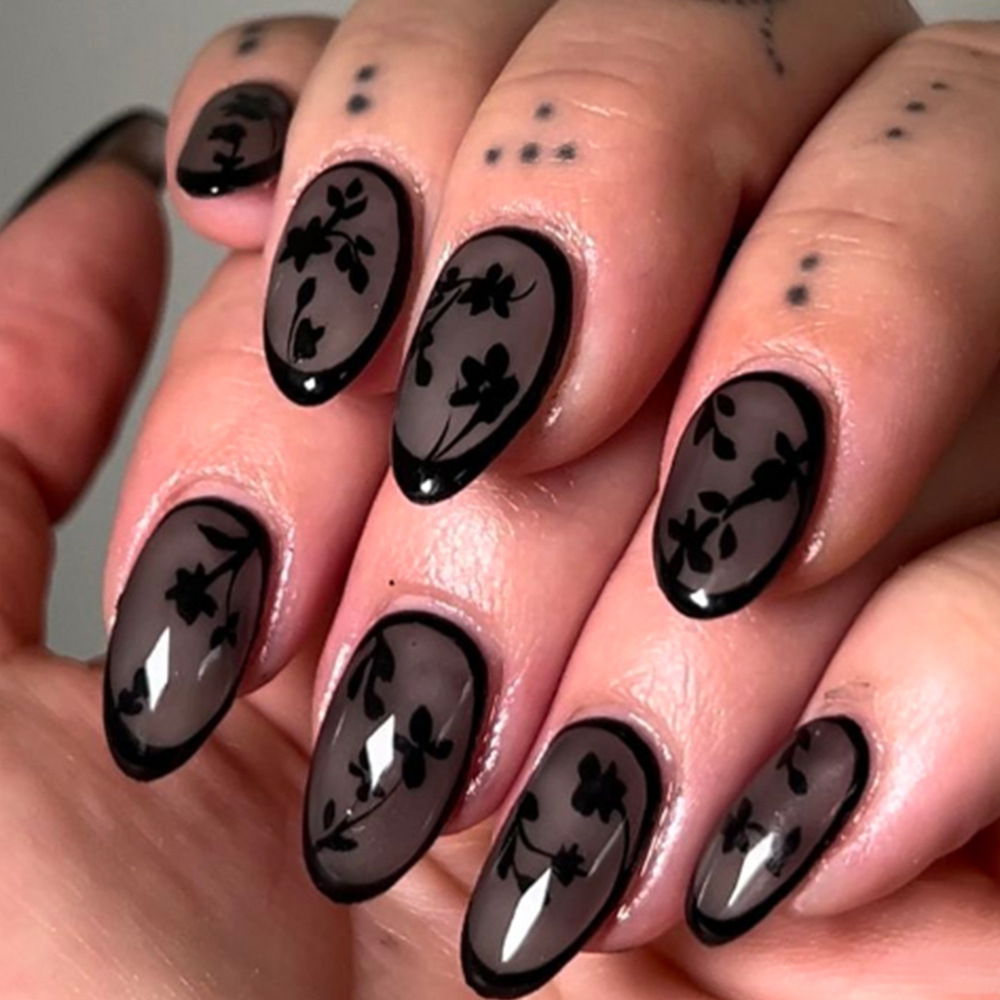 24pcs Leopard Print Brown Nail - Pressed Flower Art review and price