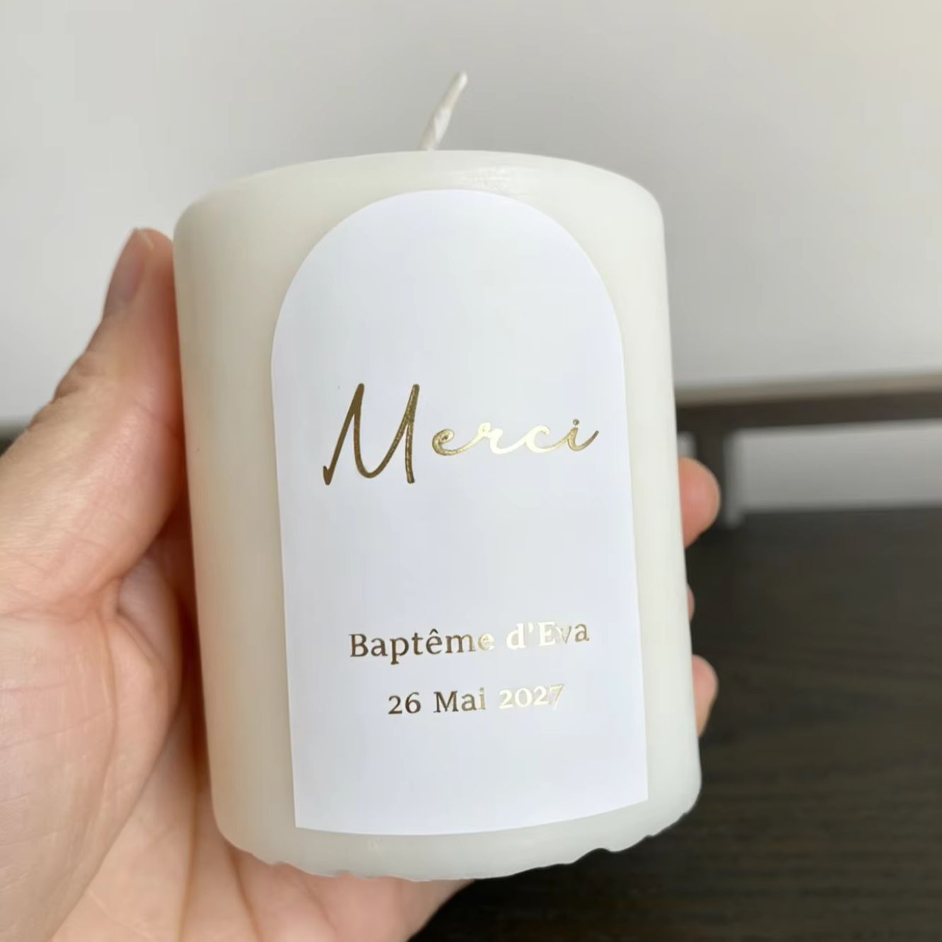 Custom Baptism Candle Merci Th - Personalised Candle Label review and price
