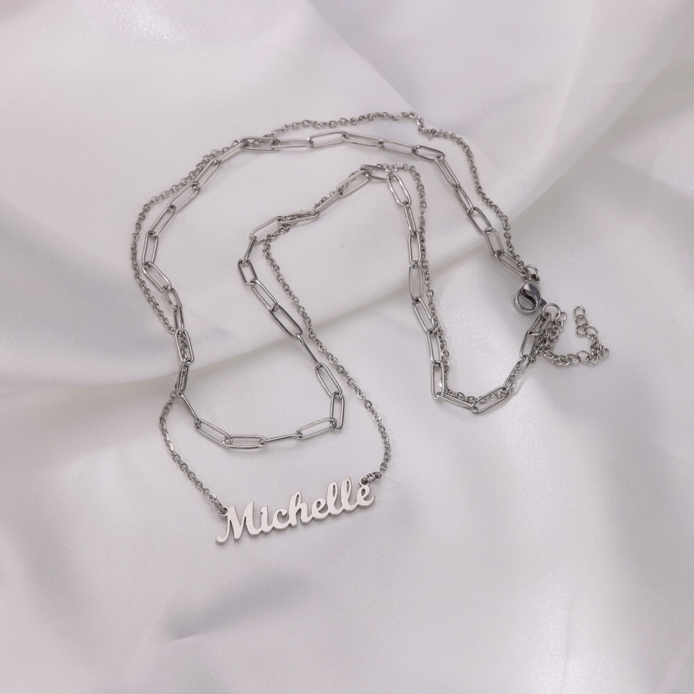 Custom Double-layer Name Neckl - Name Necklace Custom review and price
