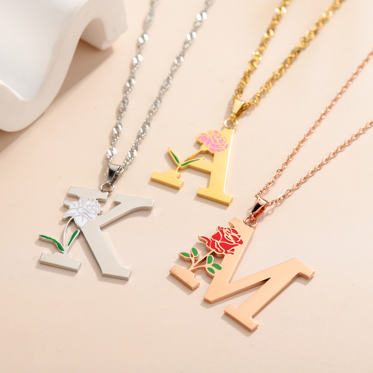 Custom Flower Initial Letter P - Birth Flower Necklace review and price
