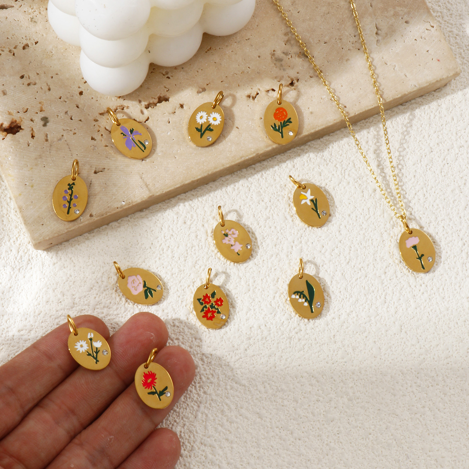 1 Piece 304 Stainless Steel Bi - Birth Flower Necklace review and price